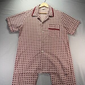 True Vintage JC Penny Sleep Shirt and Pants Womens Medium Red Ornate Set 70s